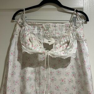 For Love And Lemons Pink and Cream Chemise with Lace Trim